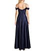 Color:Navy - Image 2 - Off The Shoulder Spaghetti Strap Bustier Bodice Long Dress