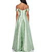 B. Darlin Off-The-Shoulder Spaghetti Strap Floral Printed Long Dress, Color:Sage - Image 2