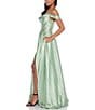 B. Darlin Off-The-Shoulder Spaghetti Strap Floral Printed Long Dress, Color:Sage - Image 3