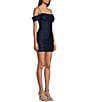 B. Darlin Off The Shoulder Spaghetti Strap Shirred Bodycon Dress, Color:Navy - Image 3