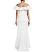 Color:Off White - Image 2 - Off The Shoulder With Top Ruffle Band Long Dress