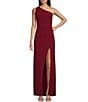 Color:Wine - Image 1 - One-Shoulder Exposed Back Slit Hem Long Dress