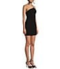 Color:Black - Image 3 - One Shoulder Rhinestone Strap Bodycon Dress