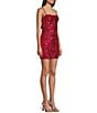 B. Darlin Pattern Sequin Bow Back Bodycon Dress, Color:Red - Image 3
