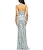Color:Aqua/Silver - Image 2 - Pattern Sequin Halter V-Neck Long Gown