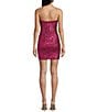 Color:Fuchsia - Image 2 - Pattern Sequin Tie Back Bodycon Mini Dress