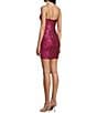 Color:Fuchsia - Image 4 - Pattern Sequin Tie Back Bodycon Mini Dress