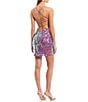 Color:Purple/Pink/Iridescent - Image 2 - Pattern Sequin X Back Dress