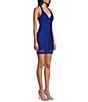 B. Darlin Patterned Beaded Halter V-Neck Bodycon Dress - Image 3