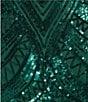 B. Darlin Patterned Sequin Double Spaghetti Strap Sweetheart Neck Lace Up Back Dress, Color:Hunter - Image 4