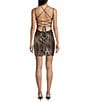 B. Darlin Patterned Sequin Scoop Neck Lace Up Back Bodycon Dress - Image 2