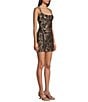 B. Darlin Patterned Sequin Scoop Neck Lace Up Back Bodycon Dress - Image 3