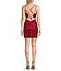B. Darlin Patterned Sequin V-Neck Tie Back Bodycon Dress - Image 2