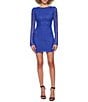 B. Darlin Pearl Beaded Round Neck Long Sleeve Open Back Bodycon Dress - Image 1