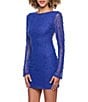 B. Darlin Pearl Beaded Round Neck Long Sleeve Open Back Bodycon Dress - Image 3