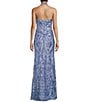 Color:Periwinkle/Hologram - Image 2 - Placement Sequin Halter Neck Long Dress