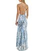 Color:Light Blue/Silver - Image 2 - Placement Sequin Strappy Back Long Gown