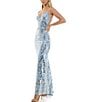 Color:Light Blue/Silver - Image 4 - Placement Sequin Strappy Back Long Gown