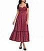 B. Darlin Plaid Sweetheart Neck Tie Strap Bustier Midi Dress - Image 1