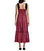 B. Darlin Plaid Sweetheart Neck Tie Strap Bustier Midi Dress - Image 2