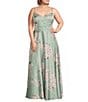 B. Darlin Plus Size Floral Printed V-Neck Lace Up Back Dress - Image 1