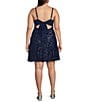 B. Darlin Plus Size Patterned Sequin Sweetheart Neck Tie Back Dress - Image 2