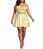 B. Darlin Plus Size Sweetheart Drape Neck Illusion Waist Party Dress - Image 1