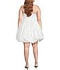 B. Darlin Plus Size Taffeta Strapless Pleated Bubble Hem Dress, Color:Off-White - Image 2