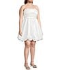B. Darlin Plus Size Taffeta Strapless Pleated Bubble Hem Dress, Color:Off-White - Image 3