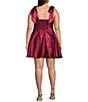 B. Darlin Plus Size Tie Shoulder Bustier Side Slit Dress, Color:Wine - Image 2