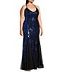 Color:Black/Royal - Image 3 - Plus Sleeveless Spaghetti Strap Lace Up Sequin Dress