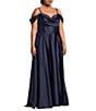 Color:Navy - Image 3 - Plus Spaghetti Strap Off The Shoulder Sweetheart Bustier Long Gown