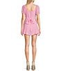 Color:Bright Pink - Image 2 - Puff Sleeve Sweetheart Neck Tie Back Romper