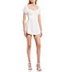 Color:Off White - Image 1 - Puff Off-The-Shoulder Sleeve Tie Back Romper