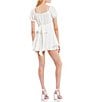Color:Off White - Image 2 - Puff Off-The-Shoulder Sleeve Tie Back Romper