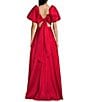 Color:Rouge - Image 2 - Puff Sleeve Square Neck Tie Back Bodice And Long Skirt Two Piece Set