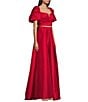 Color:Rouge - Image 3 - Puff Sleeve Square Neck Tie Back Bodice And Long Skirt Two Piece Set