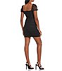 Color:Black - Image 2 - Puffed-Sleeve Glitter-Accented Mesh Sheath Dress