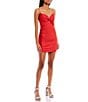 Color:Red - Image 3 - Ruched Knot Front Bodycon Mini Dress