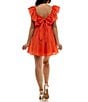 Color:Burnt Orange - Image 2 - Ruffle Short Sleeve V-Neck Babydoll Dress