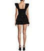 Color:Black - Image 2 - Ruffle Strap Smocked Square Neck Bodice Tiered Skirt Romper