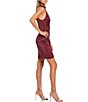 Color:Wine - Image 3 - Satin Halter Slim Faux-Wrap Skirt Dress