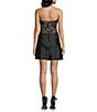 B. Darlin Satin Lace Patterned Strapless Corseted Drape Neck Dress - Image 2