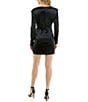 Color:Black - Image 2 - Satin Long Sleeve Rosette Jacket Dress