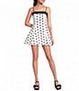 B. Darlin Satin Polka Dot Bow-Back A-Line Dress - Image 1