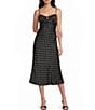 B. Darlin Satin Polka Dot Scoop Neck Tie Front Midi Dress - Image 1