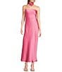 Color:Shocking Pink - Image 1 - Satin Strapless Rosette Long Dress