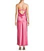 Color:Shocking Pink - Image 2 - Satin Strapless Rosette Long Dress