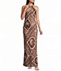 B. Darlin Scarf Palm Printed Halter Maxi Dress - Image 1