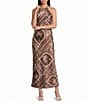 B. Darlin Scarf Palm Printed Halter Maxi Dress - Image 1
